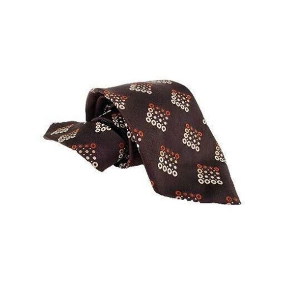 CHRISTIAN DIOR The Denver Men's Vintage Tie Brown Geometric Polyester - Picture 1 of 5